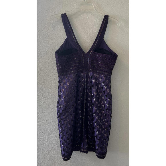 Sue Wong Nocturne Mini Dress Purple Beaded Sequins Cocktail Dress Size 4? Flaws - Picture 8 of 9